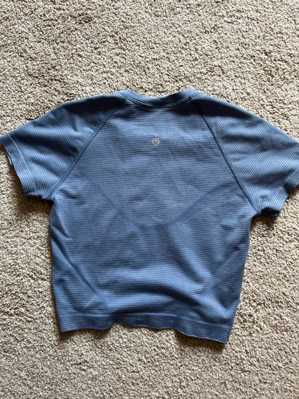 lululemon athletica Blue Ribbed Short-Sleeve Crop Top